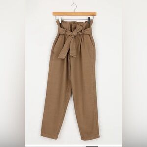 Blank NYC Women’s pants Tan paper bag High Waisted Trousers retro